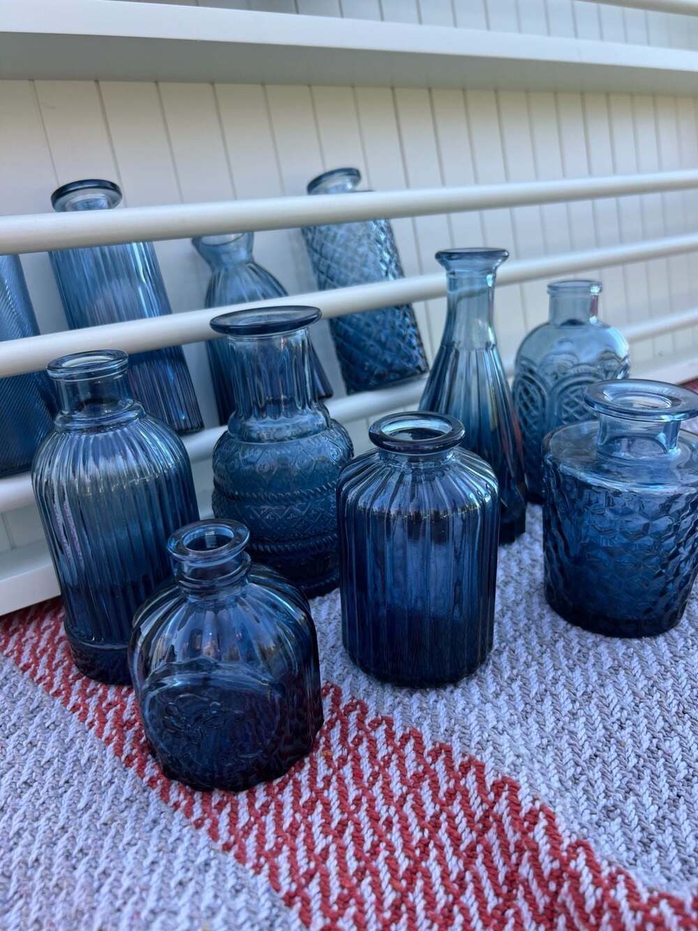 Blue Glass Bud Vases Set Assorted Small Flower Vases 16